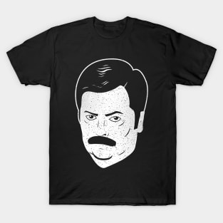 Ron Swanson Face black tee T-Shirt